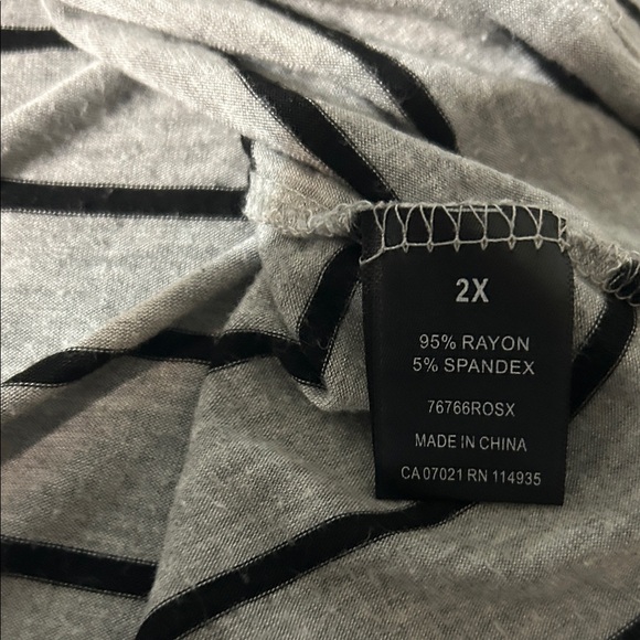 Gray and Black Striped Dress by Trendyland 2X maxi uneven hem. 21 in armpit - Picture 9 of 12